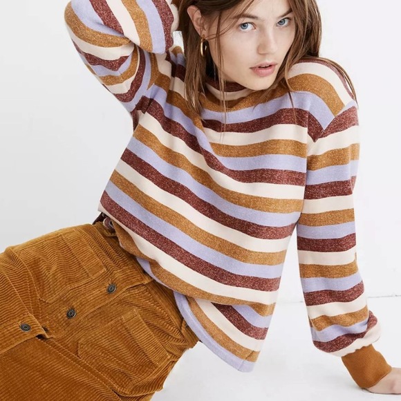 Madewell Tops - MADEWELL Mockneck Bubble-Sleeve Sweatshirt in Stripe {Z53}